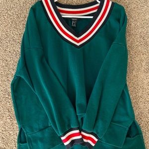 Varsity Striped High Low Sweatshirt